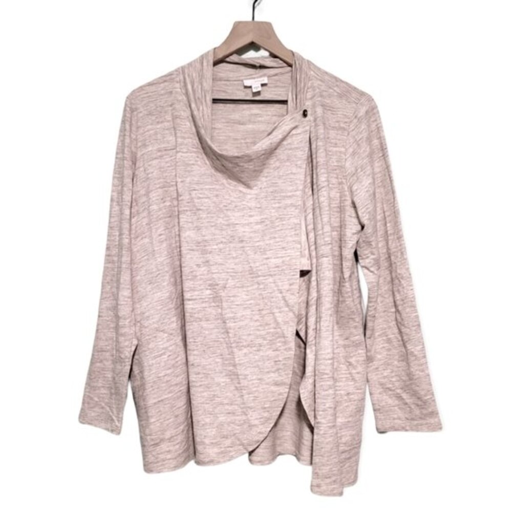 J. Jill Pure Jill Beige Draped Waterfall Cardigan Top Size Medium
